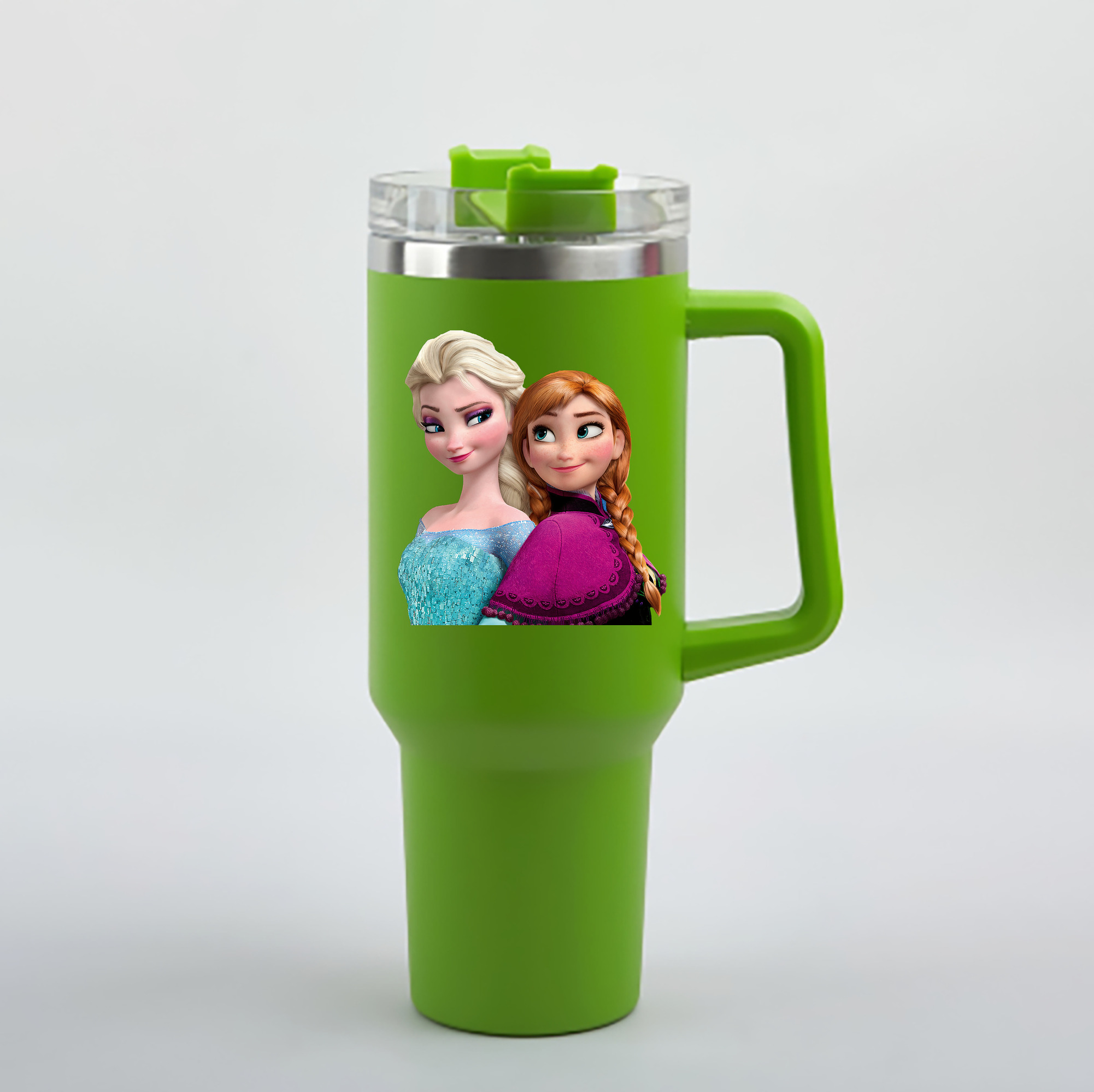 （画像用） アナと雪の女王 アンナ エルサ Frozen Anna Elsa 1200mL車用タンブラー - クリスタルステッカー（プラスチックストロー付き）